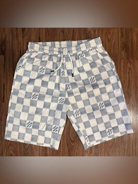 Louis Vuitton Damier White Men’s Drawstring Swim Shorts Size EUR Large.